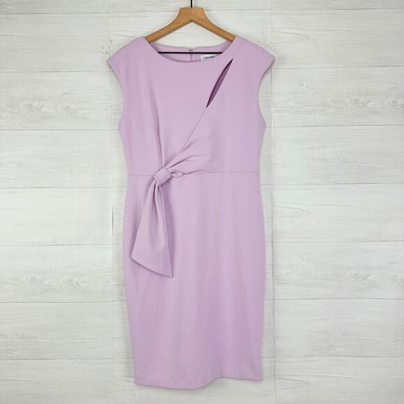 Calvin Klein Keyhole Sheath Dress Size 10 Lilac Pastel Knee Length Cocktail NEW - Picture 2 of 16